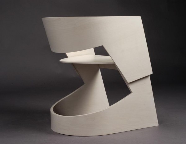 Scandinavian inspired veneer cantilevered chair