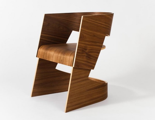 Scandinavian inspired walnut veneer cantilevered chair