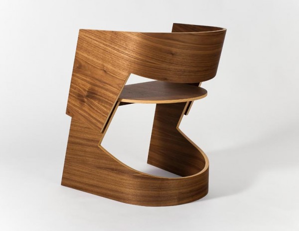 Scandinavian inspired walnut veneer cantilevered chair